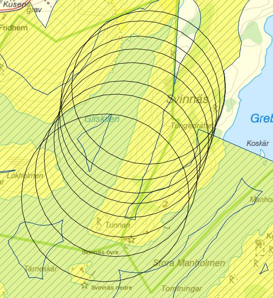 Hur har strandskyddets utbredning tagits fram? Det utvidgade strandskyddets utbredning, och även det generella strandskyddets, erhålls genom att en så kallad buffert skapas kring strandlinjen.