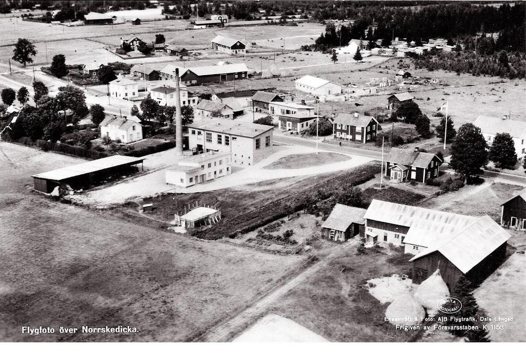 Flygfoto över Norrskedika på 1940-talet.