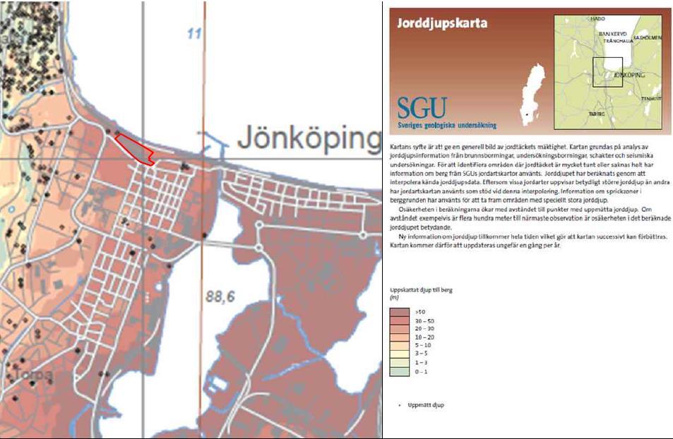 Figur 3-3. Jorddjupskarta (SGU, 2016