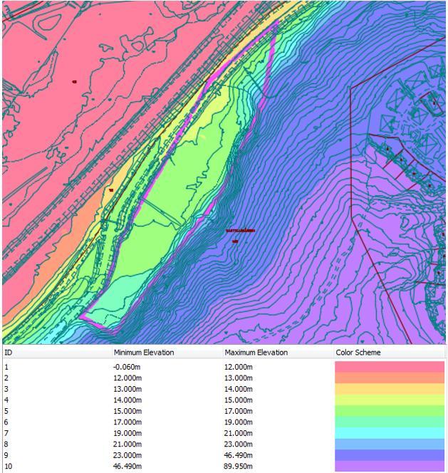 3.3.1 TOPOGRAFI Marknivåerna inom planområdet faller mot nordväst. Inom planområdet finns berg i dagen som lutar brant mot området.