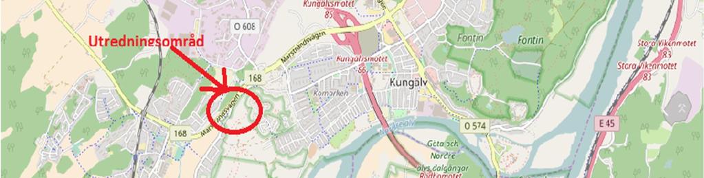 nordöstra delen av Ytterby, 2,5 km från Kungälvs