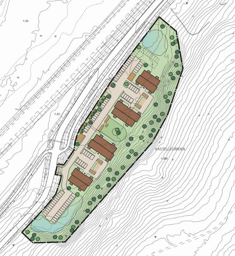 Området är en dalgång där berg faller mot området från sydöst. 3.2 FÖRSLAG PÅ FRAMTIDA EXPLOATERING Inom utredningsområdet kommer 4 flerbostadshus att anläggas, se figur 3.