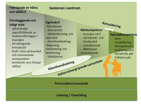 Figur 6. Strategiska principer inom vården och omsorgen I regel ordnas vårds- och omsorgstjänster i klientens hem eller nära hem- och boendemiljön.