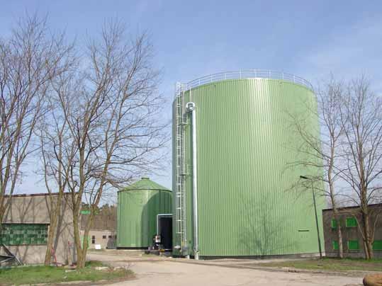 Bild 1. Rötkammaren är biogasanläggningens hjärta och består vanligtvis av en cylindrisk behållare av stål eller betong.