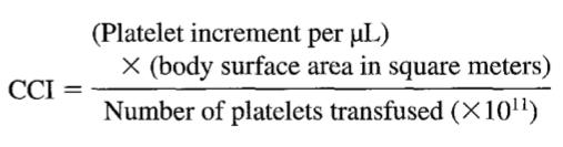 Corrected Count Increment Herman J: Platelet transfusion therapy, in Mintz PD (ed):