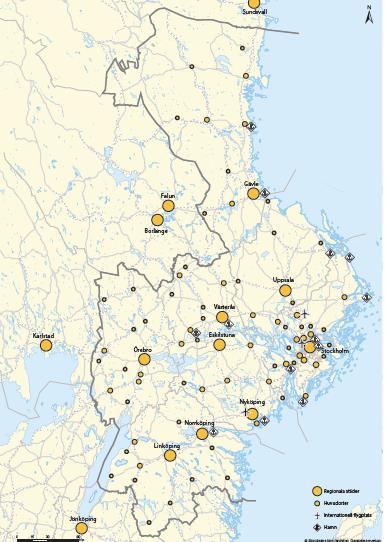 Utgångspunkter och mål De sju länen Stockholm, Uppsala, Gävleborg, Västmanland, Örebro, Södermanland och Östergötland utgör en i flera avseenden sammanlänkad enhet, med en ledande roll för hela