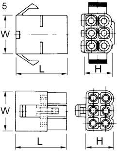 Kopplingblock använd tillaan med flattifthylor och flattift 1,5-6 ² med nabb material nylon tranparent max pänning 250 V Pol L W H Note 1 408/2/M 2 24 16,4 9,7 100 1 2 408/4/M 4 24 28 15,3 100 1 3
