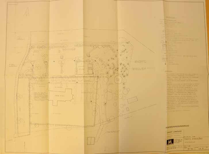 Bilden ovan: Ritning till utvidgning av Tensta kyrkogård daterad 1988 08 08, Lennart Lundqvist, ULA Nästa sida Planteringsplan för utvidgning av Tensta kyrkogård.