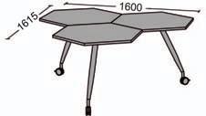 skola utbildning bord Trixagon Bord bestående av 3 skivor och vinklade ben med låsbara hjul, fast höjd 740 mm.