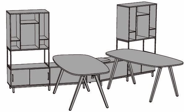 Oberonskiva inkl A-formade ben i massivt trä Spine med fristående bord: 4st S1P800 SDI med