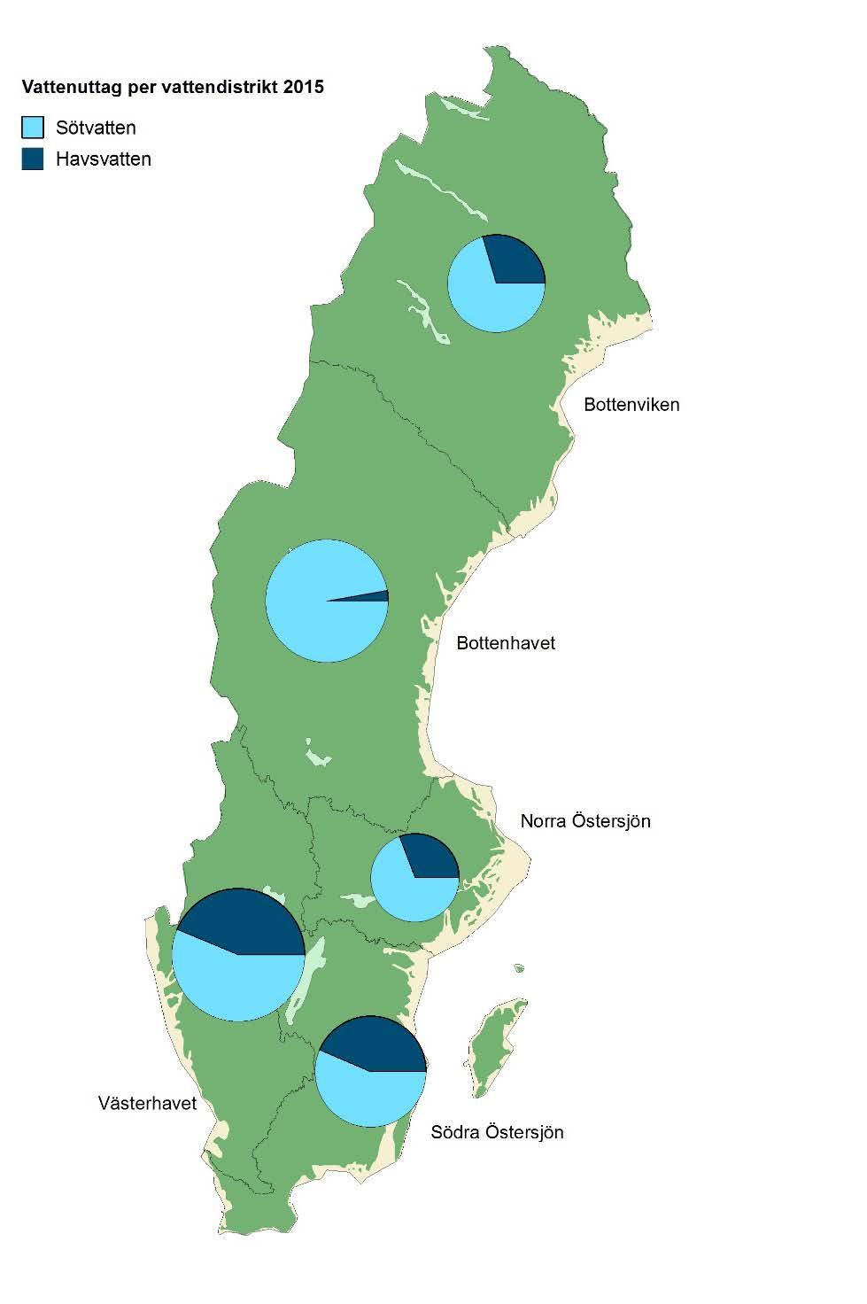 SCB 11 MI 16 SM 1601 Karta 2. Industrins vattenuttag 2015 per vattendistrikt Map 2.