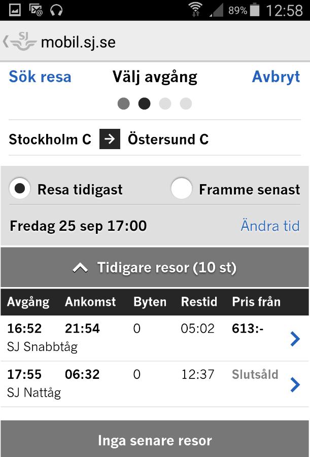 Mobil.sj.se - Förslag På nattåg lägg i mobil.sj.se in en länk Boka som skickar kunden vidare till www.sj.se I sin enklaste implementation bör detta vara mycket enkelt.