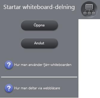 5. Att dela skärm Delta i en fjärrstyrd whiteboardsession När du deltar i en fjärrstyrd whiteboardsession raderas alla sidor som fanns före deltagandet och istället importeras innehållet på den