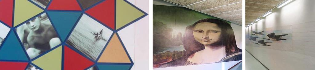Mona Lisa av Gunnar Larsson * Väggmålningar på Nacka gymnasium, invigda 1980 Verk 5533: Del av Helhet Helhet av