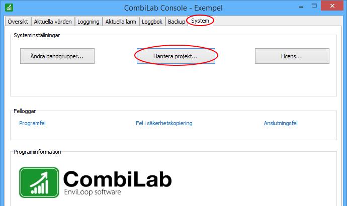 1. Starta CombiLab Console via Windows startmeny eller via genvägen på skrivbordet.