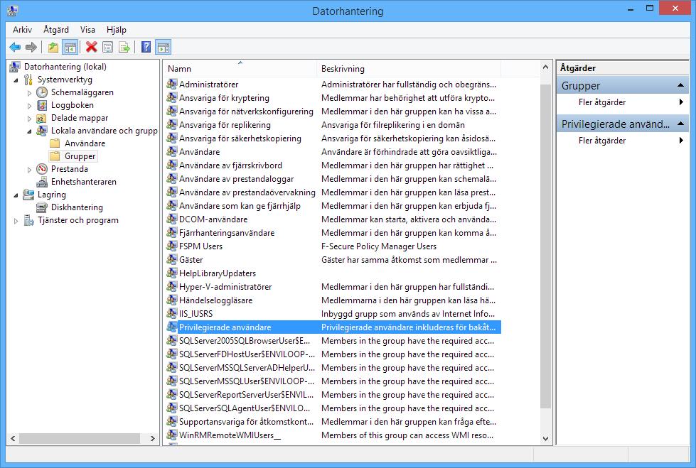 3.2 Användargrupper För att ge det nya användarkontot en korrekt behörighet måste det knytas till rätt användargrupp.