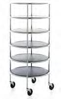 hicago esign unilla llard 1999 / 2007 rullbord I 57 54 Stativ av Ø16 mm förkromat stålrör. Hyllplan av laminat (svart, vitt), frostat glas eller Tärnsjöläder (egen kollektion), eller i kombination, t.