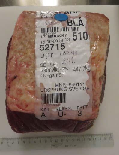 Material Fryst leverans av ryggbiff (1481 ± 381g)