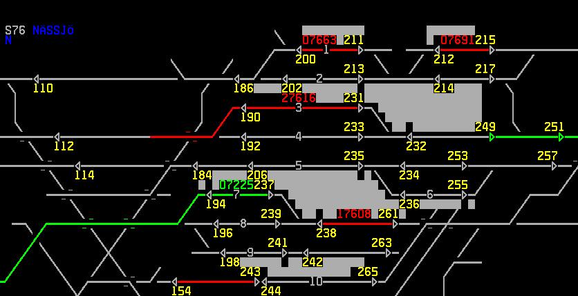 8(19) Figur 2 Schematisk spårplan över Nässjö med signalnummer, från Trafikbilder.