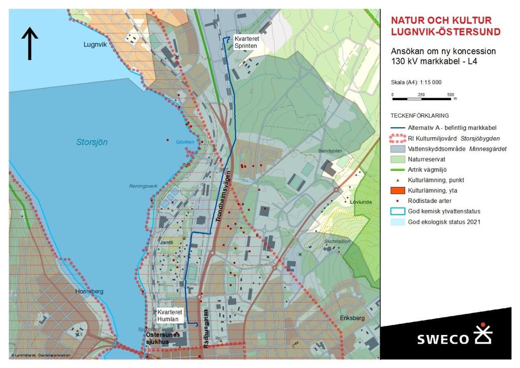 Mellan år 2000 och 2017 har inte gjorts några fynd av växter eller fåglar av naturvårdskaraktär inom utredningsområdet. 7.1.2 Konsekvenser Då ledningen redan är befintlig kommer inget anläggningsarbete ske.
