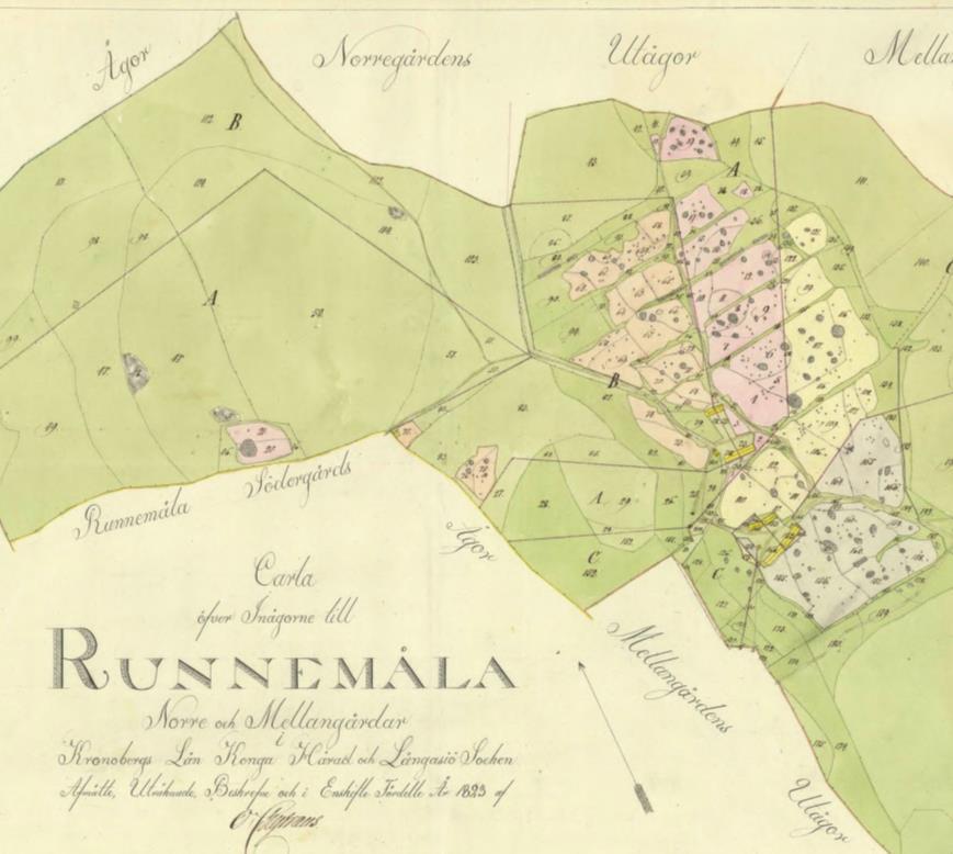 Inägorna i Runnamåla hålls idag öppna genom betning. De åkrar som fanns på inägorna under 1700-talet 3 finns kvar än idag, dock mer stenröjda.