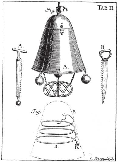 äpplet på botten Fig. 3.1. Dykarklockans konstruktion är lika enkel som den är genial. Den kan liknas vid en stor uppochnedvänd hink som gjorts tung genom att kläs med bly.