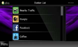 CD/Audio och Visual Files/iPod/App-användning Skärmbild för stationslista Du kan utföra följande funktioner på skärmen.