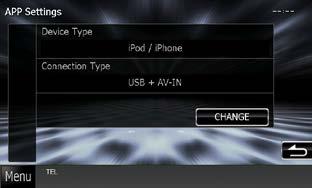 CD/Audio och Visual Files/iPod/App-användning Inställning av programlänk Ställer in enheten där applikationen är installerad och väljer appen som källa.