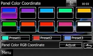 Inställningar Koordinera panelfärg Du kan ställa in skärmens och knapparnas belysningsfärg. De inställningar du kan välja skiljer sig åt beroende på enheten.