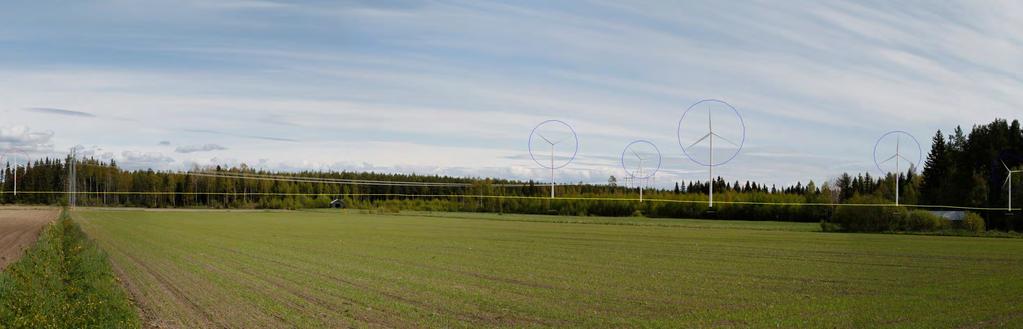 FCG SUUNNITTELU JA TEKNIIKKA OY 9 (26) 1. 1. Fotomontage 1. Alternativ 23 vindkraftverk.