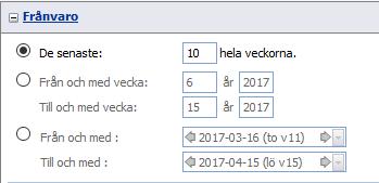 Alternativt kan man välja ett antal dagar eller veckor som rapporten ska omfatta.