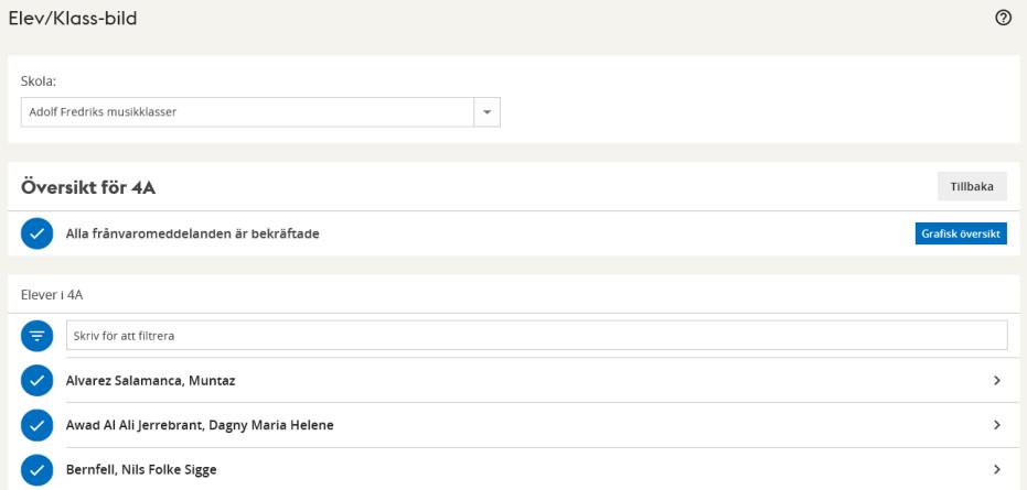 Elev/klassbild I Elev/klassbild ser skoladministratören alla skolans klasser och grupper.