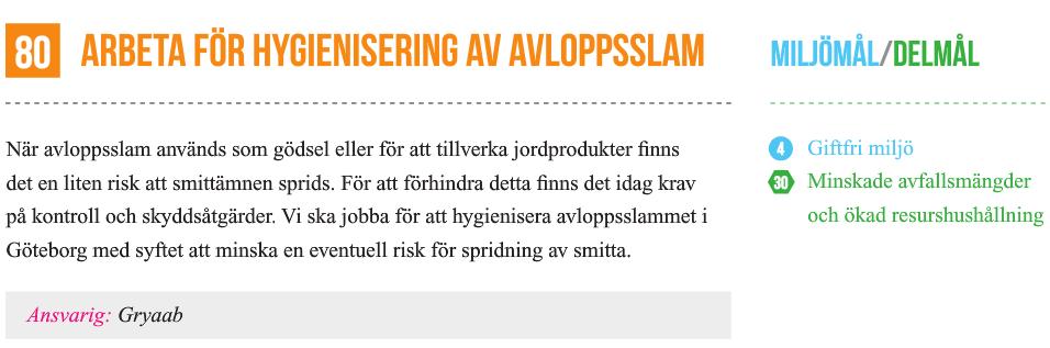 Åtgärder för vilka Gryaab är huvudansvarig Efterlevnad: Gryaab har utrett frågan och det finns en handlingsplan.