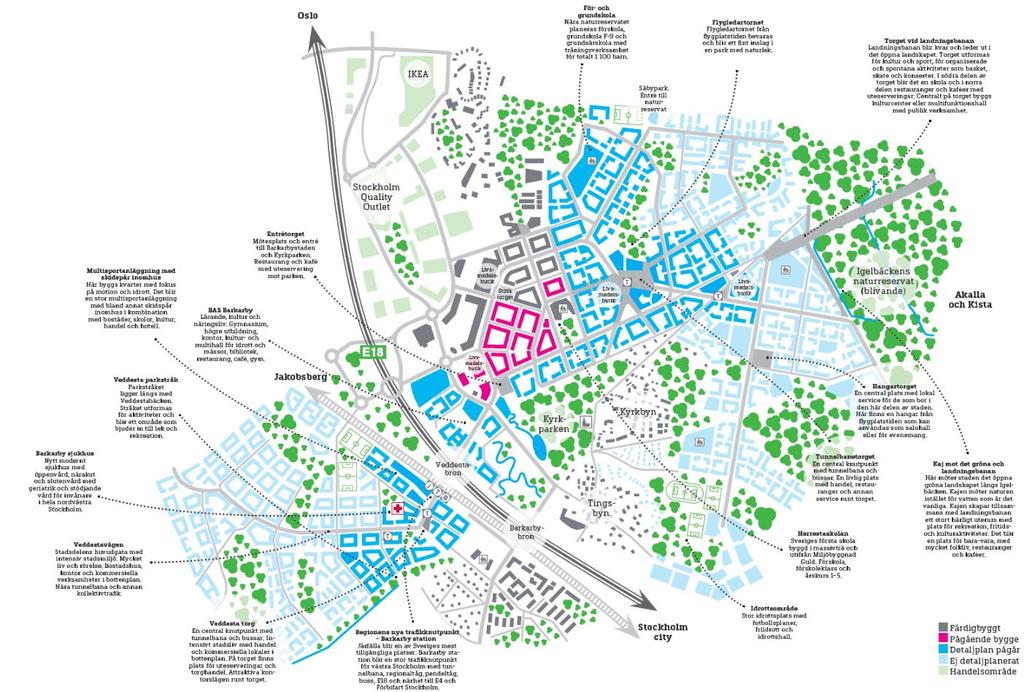 Barkabystaden Veddesta industiområde & Gamla flygfältet i Barkarby. Ny stad, en framtida kollektivtrafikpunkt med tunnelbana och pendeltåg. Ett av Sveriges största stadsbyggnadsprojekt.