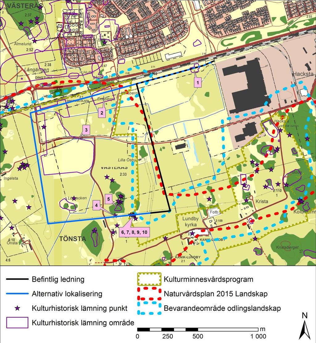 Alternativ placering Närmsta bostadshus ligger ca 110 meter från Alternativ B. Alternativet bedöms medföra en obetydlig påverkan på boendemiljön.