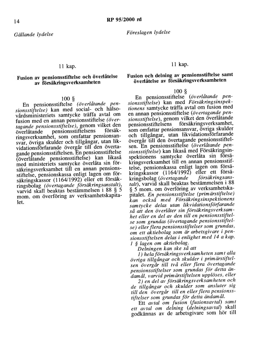 14 RP 95/2000 nl Gällande lydelse Föreslagen lydelse 11 kap.