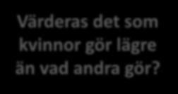 Förekommer det trakasserier av kvinnor? Värderas det som kvinnor gör lägre än vad andra gör?