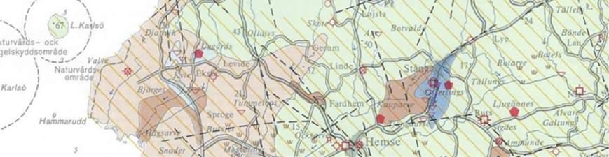 Detta område har mindre goda uttagsmöjligheter på <600 l/h, och en regional konduktivitet på 0,1*10-6 m/s.