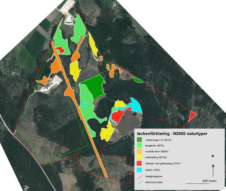 Figur 35: Karta över områden som bedöms tillhöra naturtyper enligt Natura 2000. 7.6.