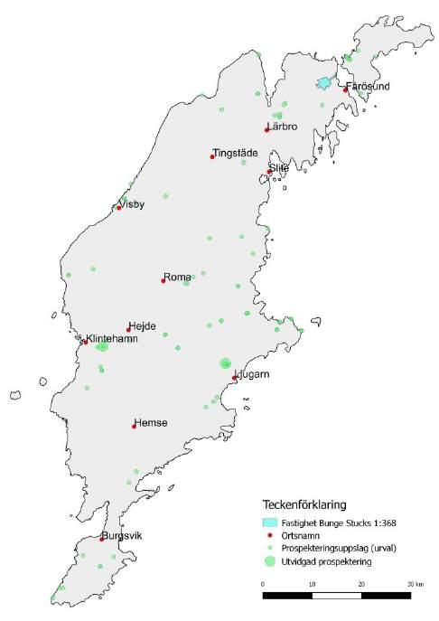 Utöver Stucks har ett flertal områden på Gotland undersökts, till exempel söder om Fårösund, områden runt Hejde, Burgsvik och Ljugarn med fler.