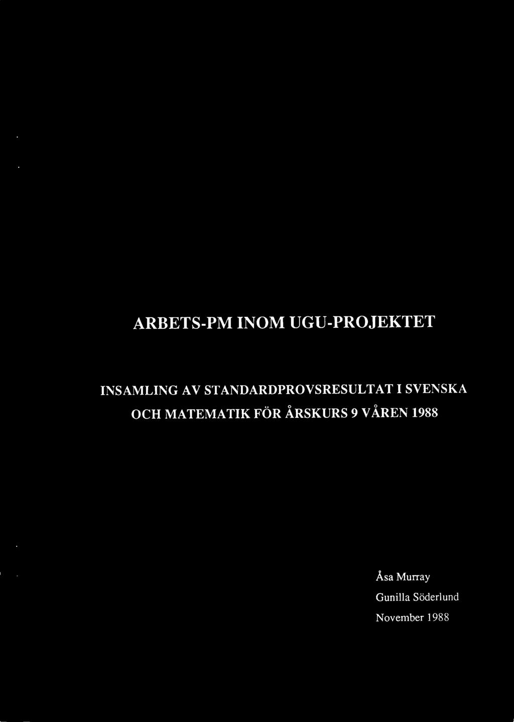 FÖR ÅRSKURS 9 VÅREN 988 TILLHÖR