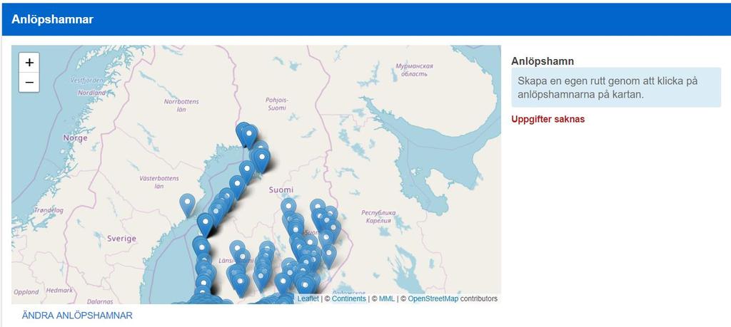 Instruktion 4 (14) 2.2.1 Fylla i basuppgifter om rutten Ruttens namn: Ge rutten ett namn, till exempel Tammerfors Virdois. Avgångsplats: Skriv in avgångsplatsen, t.ex. Tammerfors, Mustalahtis hamn.