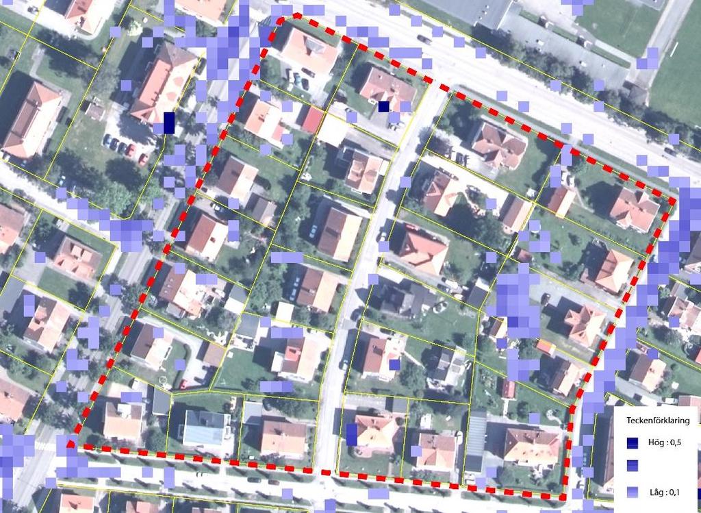 Skyfallsmodell över planområdet Fornlämningar Det finns inga kända fornlämningar inom området. Om fornlämning påträffas vid markarbete ska detta anmälas till Länsstyrelsen enligt 2 kap.