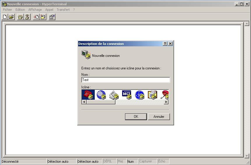 8.1.1. Konfigurering av hyperterminalen för kommunikation mellan logiken och en extern PC Detta program levereeras som standard med alla Windows versiomer.