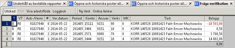 Dels genom verifikations-texten som hänvisar till den ursprungliga verifikationen, och dels genom att verifikationstypen