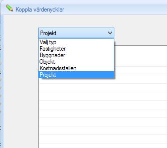 Koppling av värdenycklar på projekt Tidigare har man inte kunnat koppla värdenycklar till projekt i Grunddata, Koppla värdenycklar. Nu i version 7.