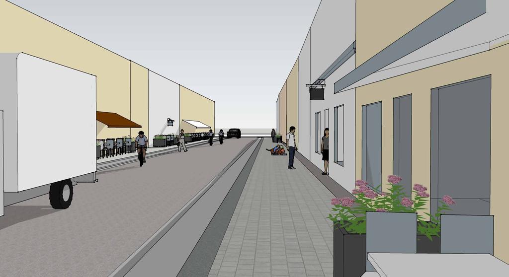 Illustration över Svartbäcksgatan, vy mot S:t Olofsgatan.