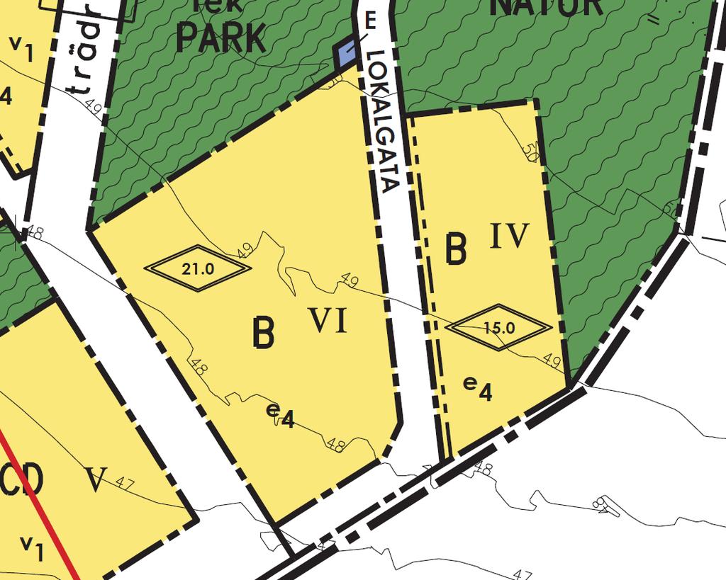 Utöver största byggnadsarea får underjordiskt garage med planterbart bjälklag finnas med en högsta höjd på 1,5 meter över marken.