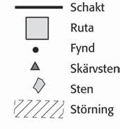 Fig. 3. Schaktplan med schakt och rutor markerade.