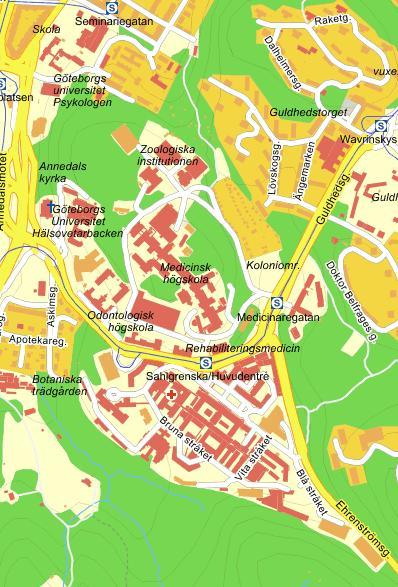 Befintliga marknivåer varierar kraftigt mellan +45 och +83. Programområdet gränsar till Botaniska trädgården och Dag Hammarskjöldsleden i väster, naturmark i söder och öster och bostadsområden i norr.